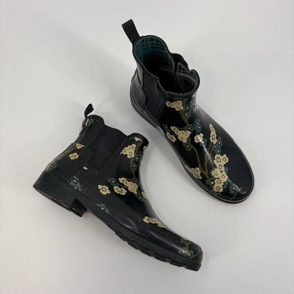 Hunter‎ Ankle Rain Boots Refined Blossom Print Size 11